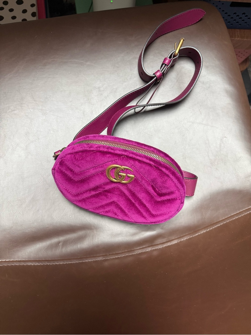 Gucci Plum Velvet Mini Crossbody with Pink Satin Interior
